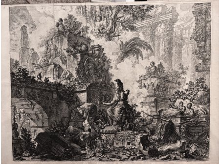 Frontispiece of veduta di Roma by Piranesi